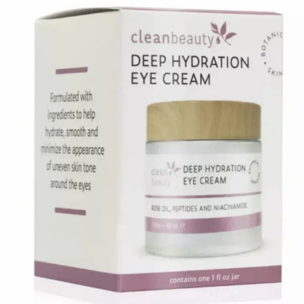 Clean Beauty Deep Hydration Eye Cream Rose Oil, Peptides, Niacinamide 1 fl oz
